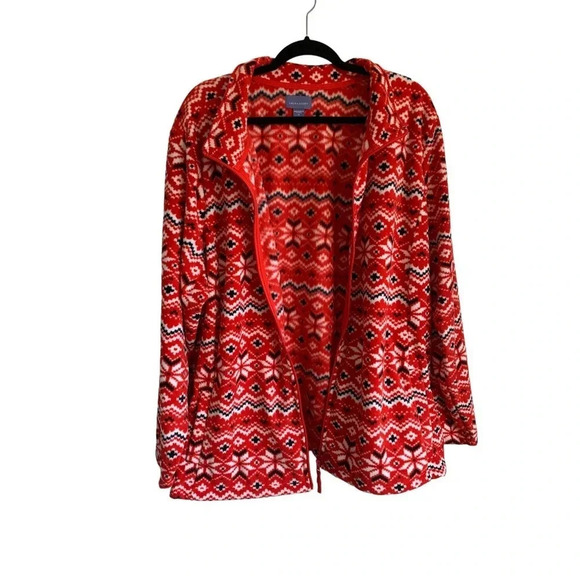 Women’s Fair Isle Printed Fleece Zippered Jacket NWT - Picture 3 of 11